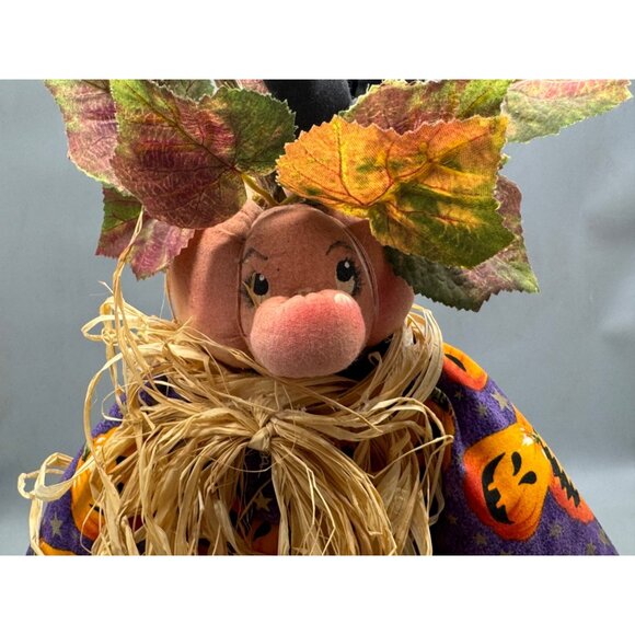Handcrafted Pumpkin Scarecrow Fall Decoration Purple Orange Halloween figurine - Picture 13 of 13